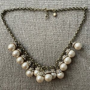 JCrew Statement Necklace Gold Pearl Clusters